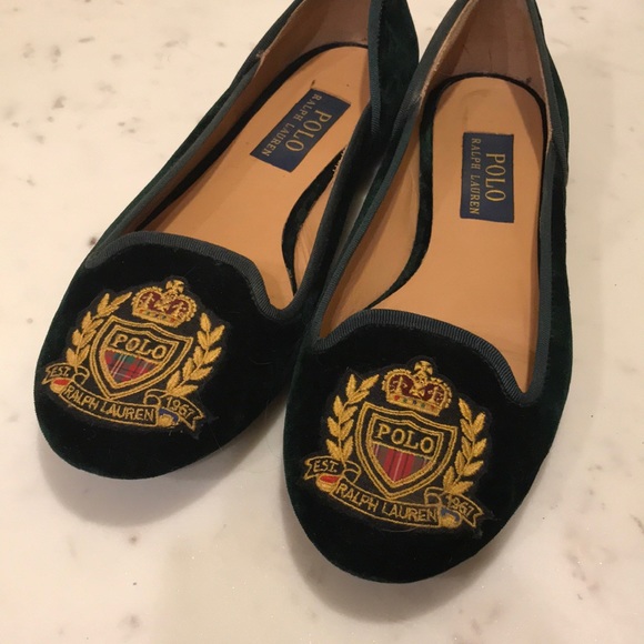 Ralph Lauren Velvet Ballet Flats Dark 